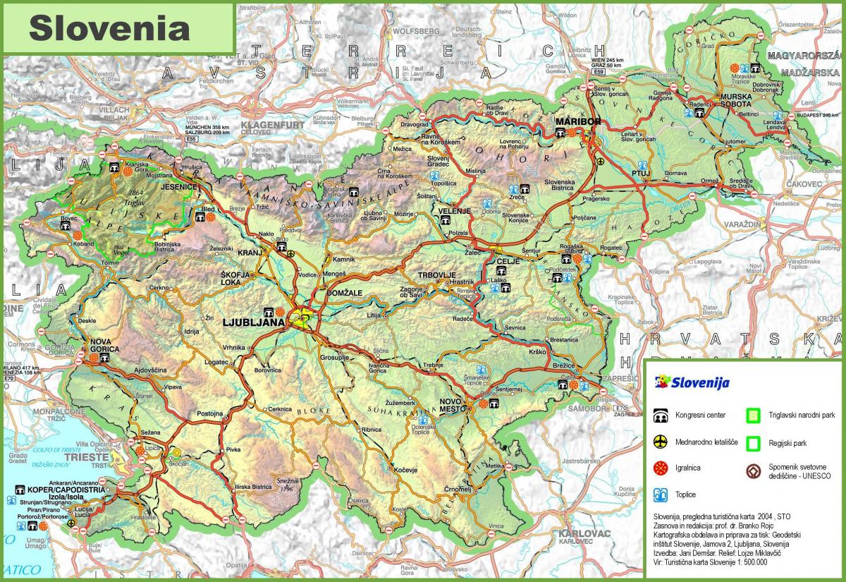 Zemljevid Slovenije cesti