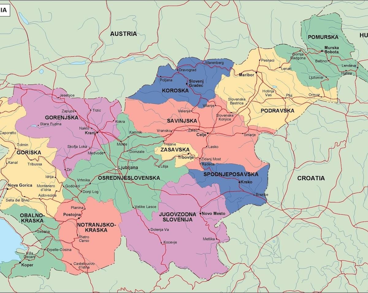 Zemljevid Slovenije političnih