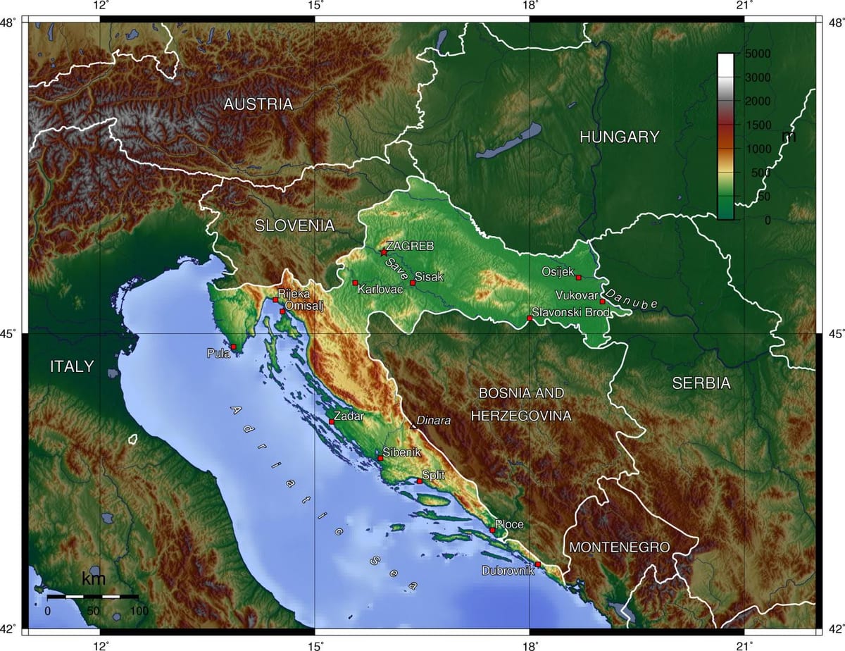 Zemljevid Slovenije topografske