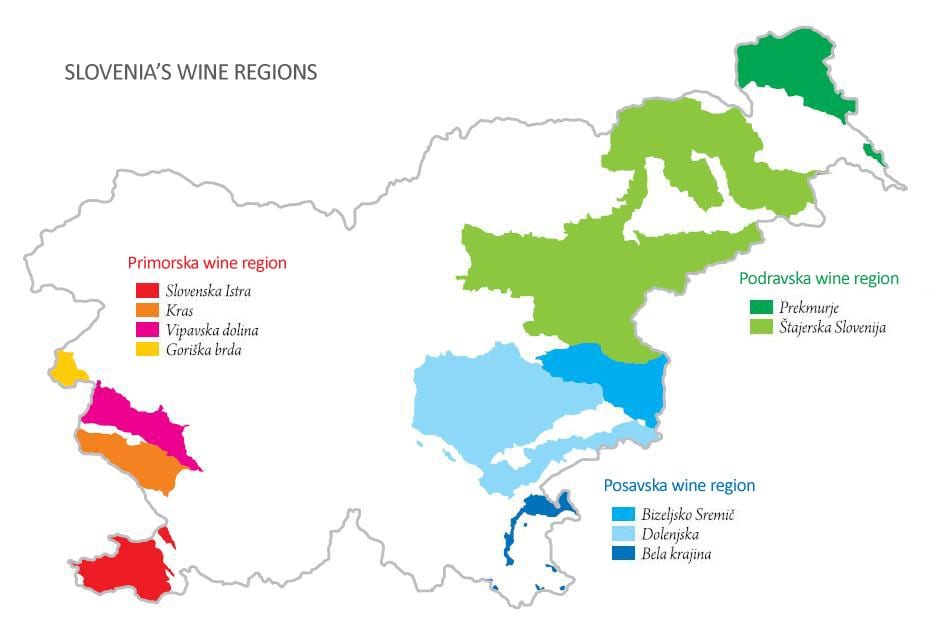 Zemljevid Slovenije vino