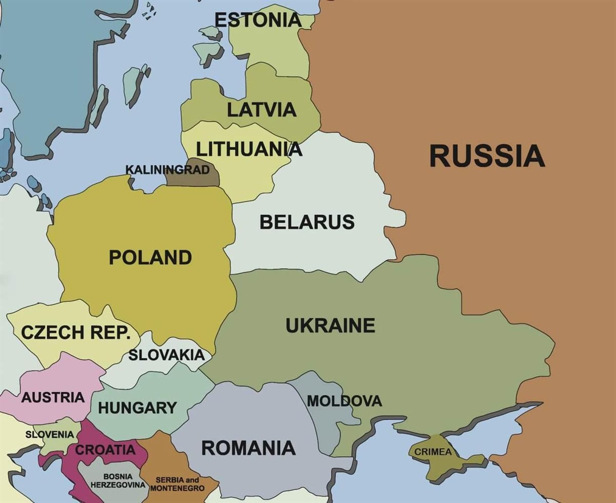 Zemljevid Slovenije in sosednjih držav