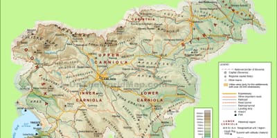 Zemljevid Slovenije fizično