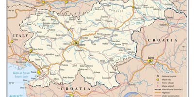 Zemljevid Slovenije letališča